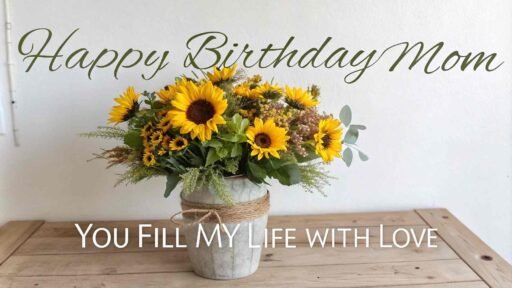 This stunning sunflower design is perfect for wishing a happy birthday mom image with sunflowers, spreading love and warmth on her special day.