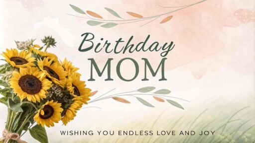 A cheerful and lively design featuring sunflowers, perfect for a happy birthday mom image with sunflowers. The flowers symbolize warmth and love on her special day.