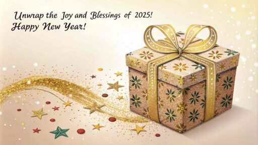 A "happy new year 2025 hd image with quote" symbolizing the gift of happiness.