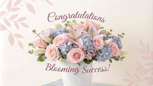 A floral congratulatory design exuding grace, ideal for congratulations images for success.