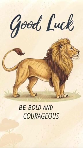 This strong and motivating image reminds students to approach exams with bravery and determination.