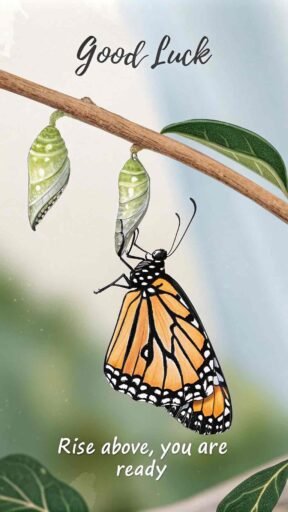 This encouraging good luck image for exams reminds students that they are ready to spread their wings and shine in their exams.