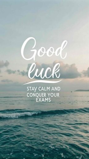 A relaxing and inspiring image reminding students to keep calm and conquer their exams with confidence.