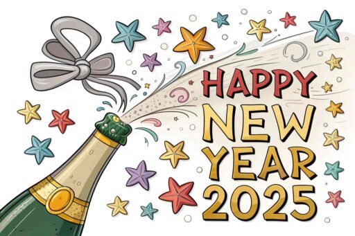 A bubbly, fun image highlighting "happy new year funny pic."