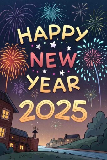 A cheerful, animated image showing "happy new year funny pic."