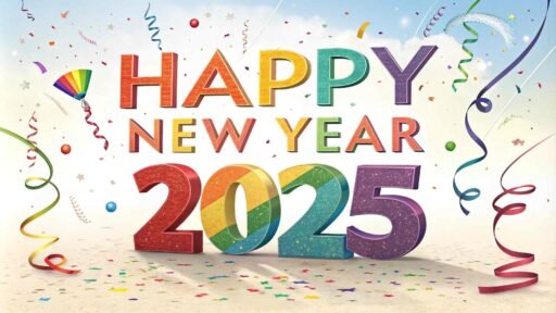 Spread joy with this vibrant "happy new year 2025 image for download," featuring bold rainbow text and festive cheer.