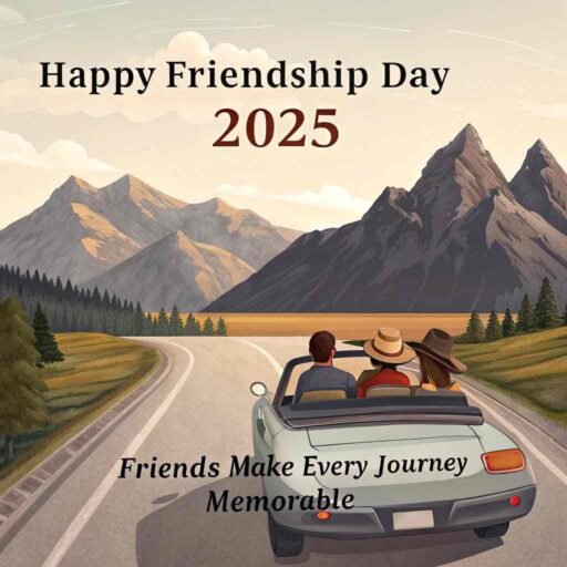 This adventurous image is ideal for happy friendship day 2025 images, symbolizing the thrill and excitement of experiencing life’s journey with your best friend.