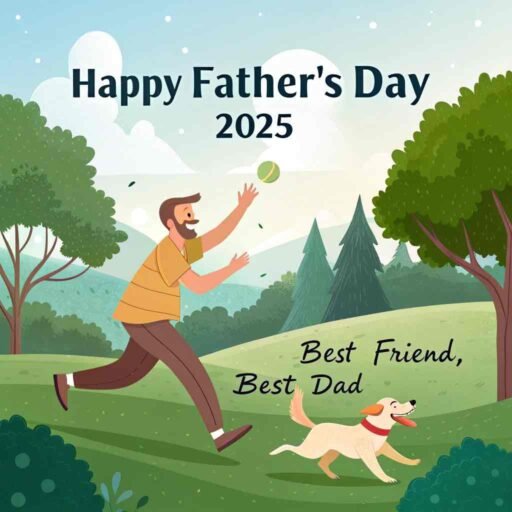 A joyful design for animal-loving dads in "happy father's day 2025 images."