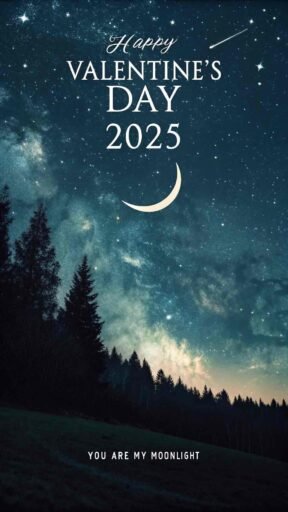 A beautiful night sky for the "happy valentine's day 2025 images," symbolizing eternal love under the stars.