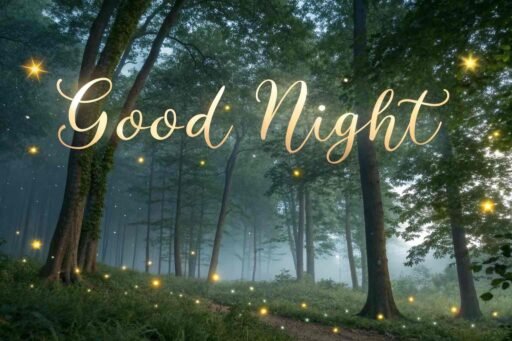 A good night cute image combining the magic of nature and nighttime dreams.
