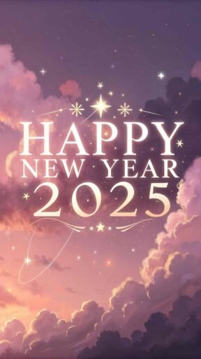 Embrace the magic with this "happy new year 2025 image for download," featuring bold text against dreamy skies.