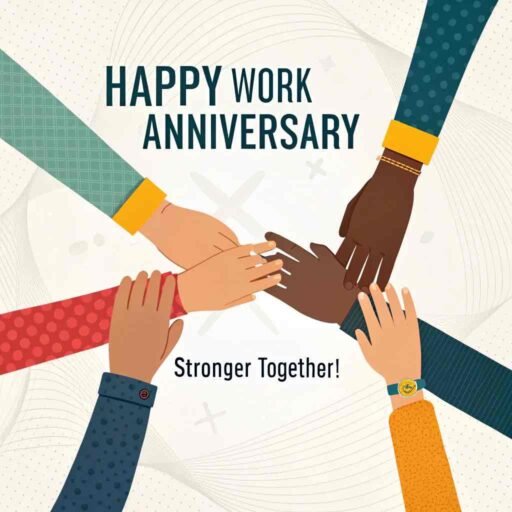 Celebrate collaboration with happy anniversary images work emphasizing teamwork and success.