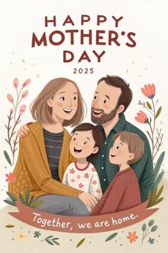 This joyful family portrait is perfect for celebrating Mother’s Day. Ideal for Happy Mother’s Day 2025 images​.