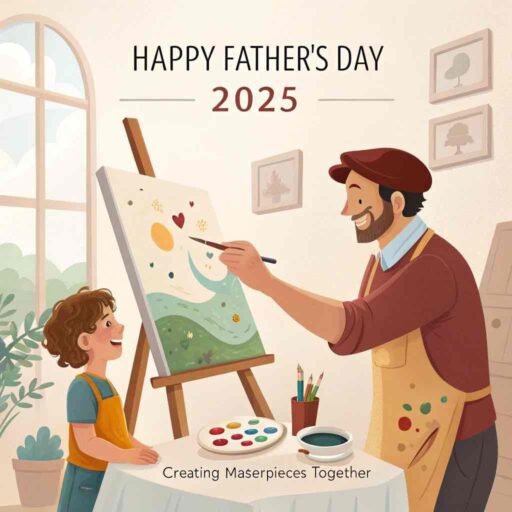 Celebrate artistic dads with this "happy father's day 2025 images" design.