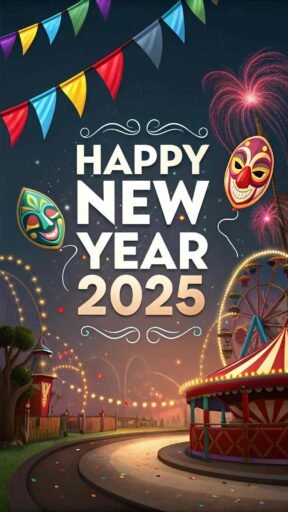 Share the joy of a carnival with this lively "happy new year 2025 image for free," featuring bold text and festive designs.