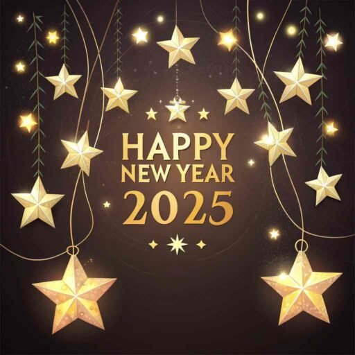 This beautiful "happy new year 2025 image for free" combines festive garlands and glowing text for a warm greeting.