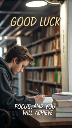 A calm, focused image reminding students that success comes from concentration and hard work.
