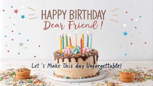 Celebrate their special day with images of happy birthday dear friend, complete with cake and confetti to make the moment even sweeter.