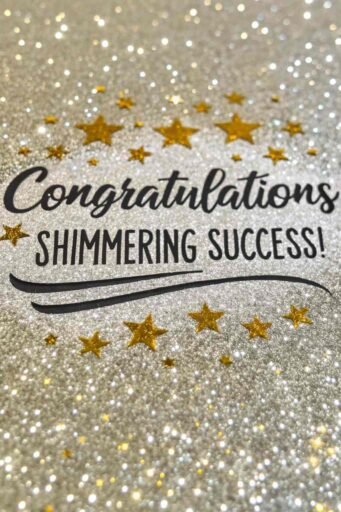 A glamorous glitter-filled design to celebrate milestones with congratulations images for success.