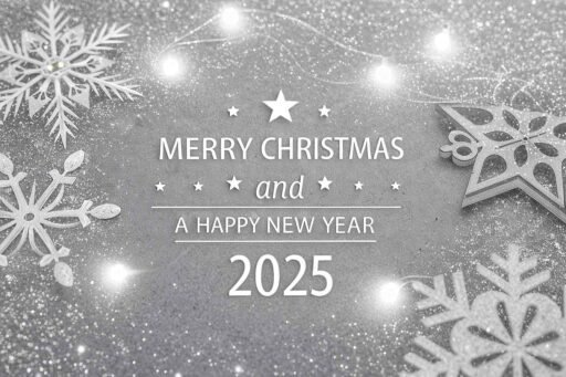 A frosted "merry christmas and happy new year 2025 image" with glitter and snowflakes.