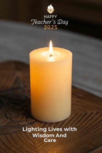 This serene and glowing design conveys gratitude in classic happy teacher's day 2025 images.