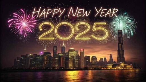 Celebrate with this vibrant "happy new year 2025 image for free," showcasing a festive cityscape.