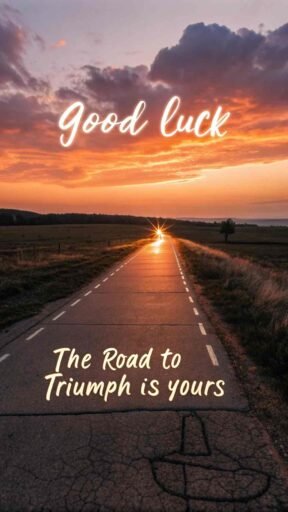 This vibrant good luck image for exams symbolizes the path to success, inspiring students to stay on course and reach their goals.