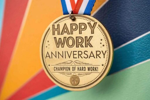 Honor achievements with prestigious happy anniversary images work featuring gold medals.