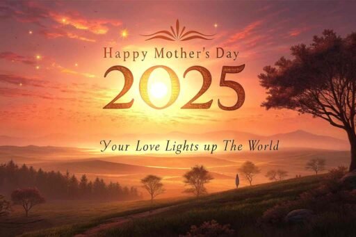 This golden, glowing image symbolizes the warmth and light of a mother’s love. Ideal for Happy Mother’s Day 2025 images​.
