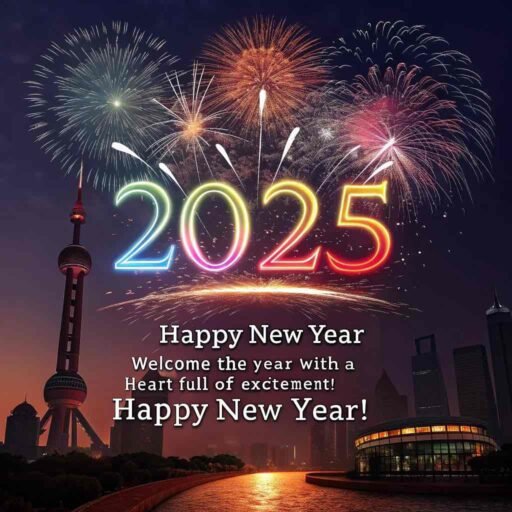A vibrant "happy new year 2025 hd image with quote" bursting with energy.