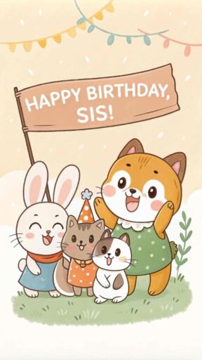 Add a touch of cuteness with happy birthday to my sister images perfect for animal lovers.