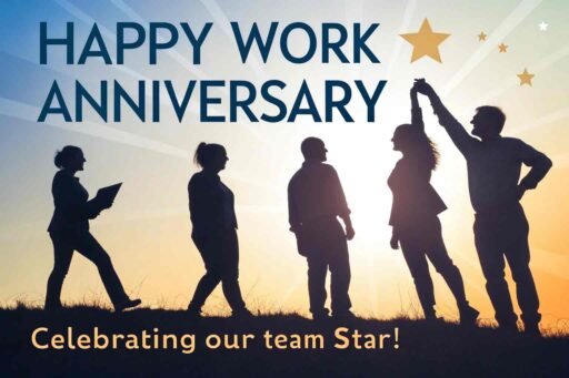 Celebrate teamwork with personalized happy anniversary images work featuring group themes.