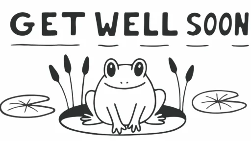 A cheerful frog on a lily pad is a delightful easy get well soon drawing image for kids.