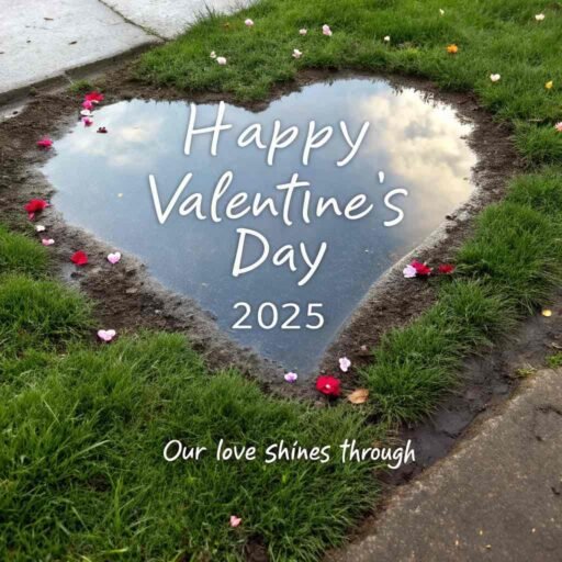 A whimsical image perfect for "happy valentine's day 2025 images," showcasing love that reflects and shines even in difficult times.