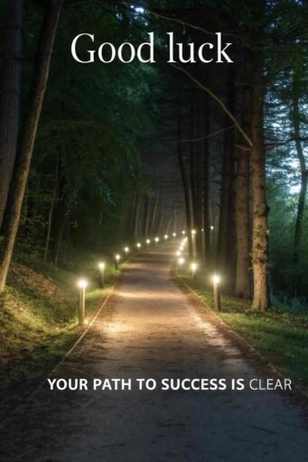 A serene and encouraging good luck image for exams, reminding students that their hard work is leading them toward success.