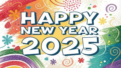 Brighten your celebrations with this "happy new year 2025 image for download," featuring bold text and colorful splashes.