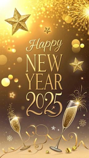 Share the joy with this "happy new year 2025 image for free," boasting a golden glow and bold celebratory text.