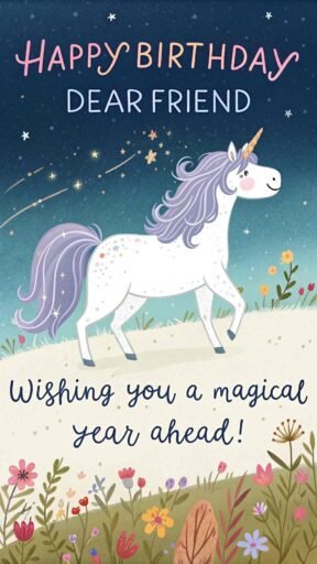 Make their birthday even more special with images of happy birthday dear friend, full of magical unicorn vibes and joy.