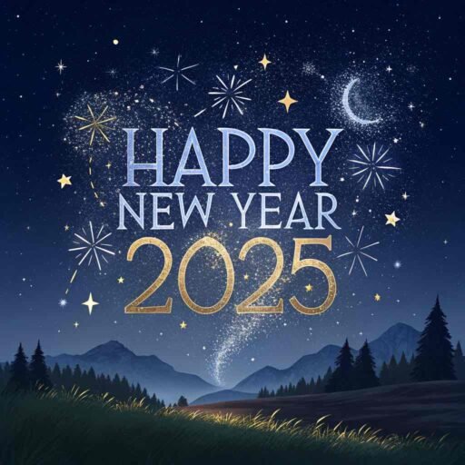 Gaze at the stars with this "happy new year 2025 image for download," featuring bold text and a sparkly midnight sky.