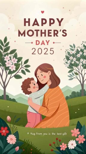This heartwarming scene captures the deep bond between mother and child. A wonderful choice for Happy Mother’s Day 2025 images​.