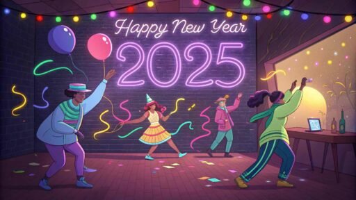 A glowing and energetic vibe illustrating "happy new year funny pic."
