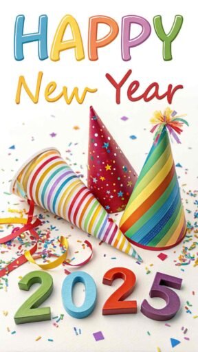 Enjoy this bright and cheerful "happy new year 2025 image for free," perfect for spreading party vibes.