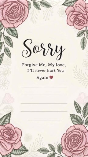 A romantic "gf sorry image" with roses, symbolizing love and sincere regret for past mistakes.