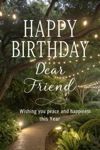 Celebrate in nature’s beauty with images of happy birthday dear friend, surrounded by the tranquility of a lush garden party atmosphere.