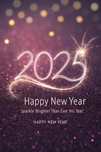 A radiant "happy new year 2025 hd image with quote" full of glamour.
