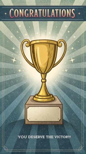 A victory-themed trophy design that captures the spirit of achievement, perfect for congratulations images for success.