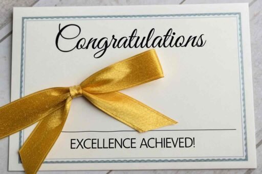 Celebrate achievements formally with this ribbon-themed image for congratulations images for success.