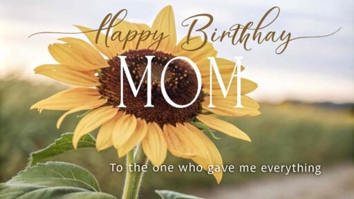 A simple yet meaningful design showcasing a sunflower, ideal for a happy birthday mom image with sunflowers that speaks directly from the heart.