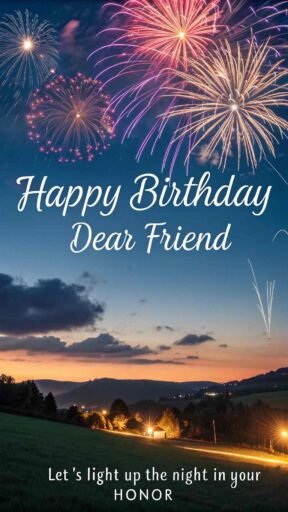 Celebrate in style with images of happy birthday dear friend, featuring fireworks that shine as bright as your friend's special day.