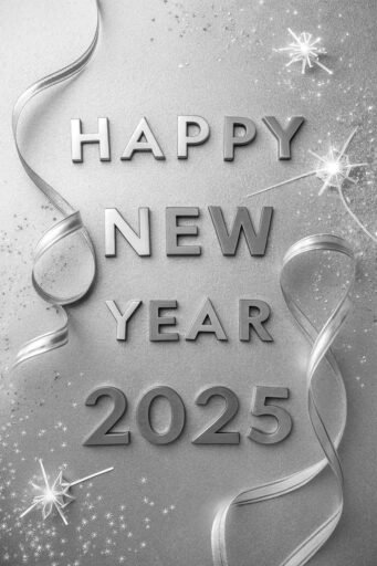 Download this elegant "happy new year 2025 image for download," featuring bold silver text and a classy design.